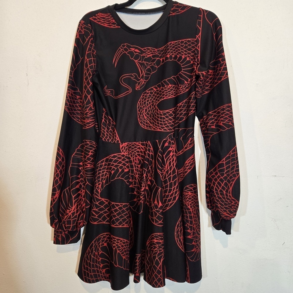 Black Milk Venomous Bishop Long Sleeve Snake Whimsy Goth Dress Size Medium